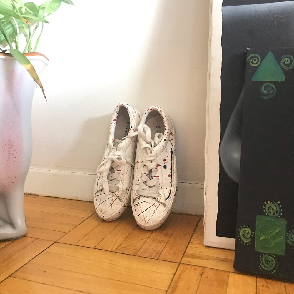Cute comfy splattered paint tennis shoes